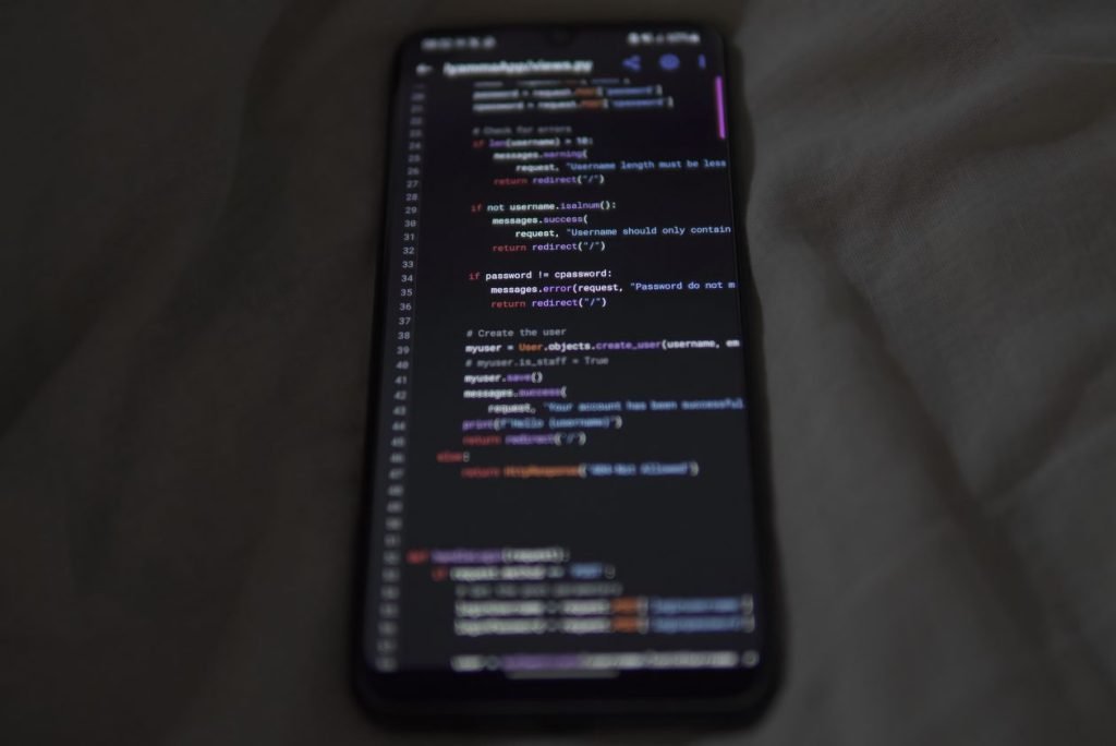 Smartphone screen displaying Python code