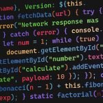 Colorful JavaScript and React code on a screen